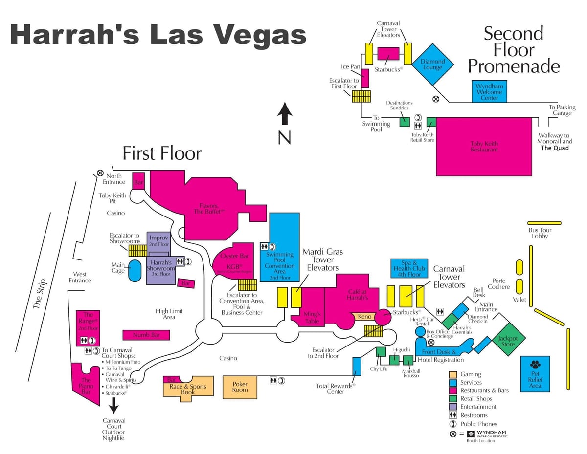 mapa de casinos harrah's Las Vegas
