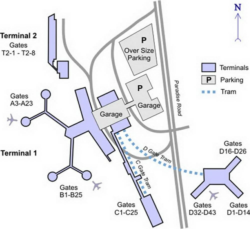 McCarran terminal de l'aeroport mapa