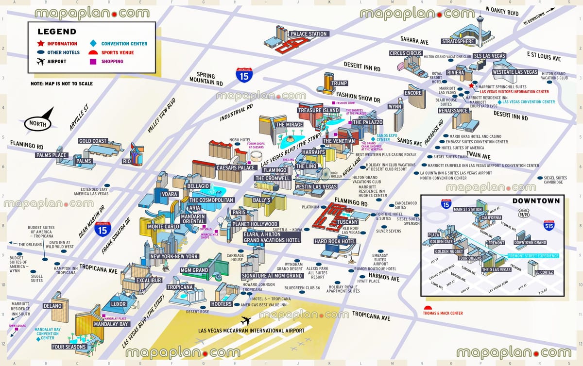 A Las Vegas strip mapa de casinos