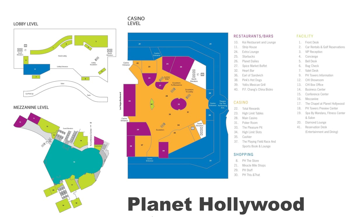 A Las Vegas strip mapa Planet Hollywood