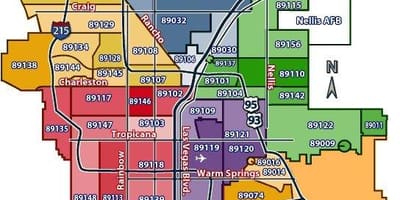 Las Vegas mapa amb els codis postals
